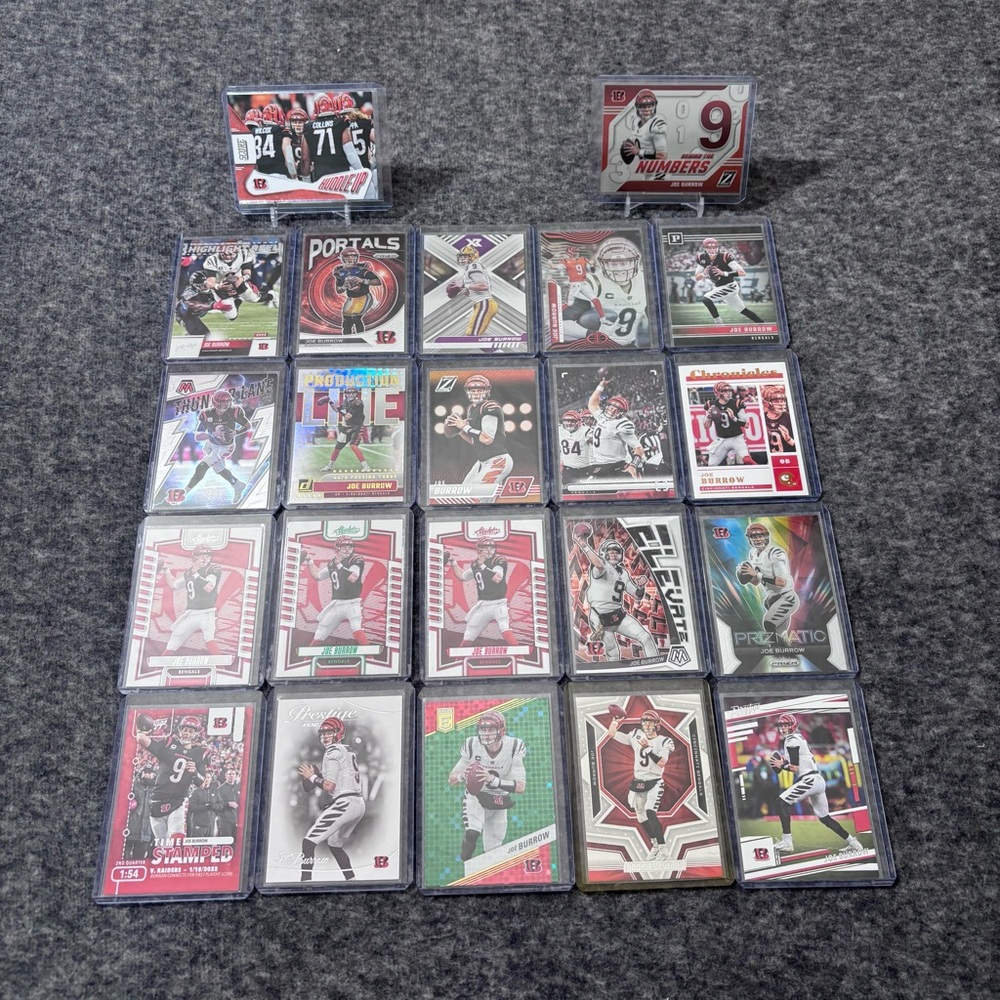 Cincinnati Bengals Joe Burrow Football Card Collection Set of 22 Card